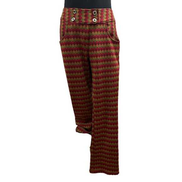 Vtg 60s 70s Multicolor Geometric Print Hip Hugger Pants M - Picture 2 of 10